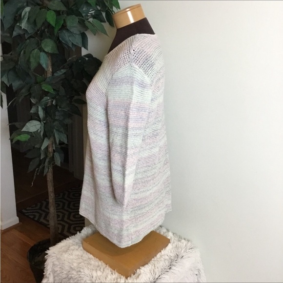 J Jill sweater Womans large heavier weight multi color 3/4 sleeve crew n… - Picture 3 of 12